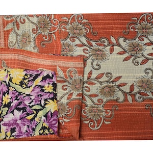 Boho vintage kantha-quilt, Indiase vintage kantha-quilt, vintage handgemaakte quilt kantha-worp, Indiase quilt, unieke deken