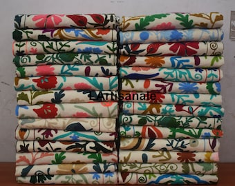 Hand Embroidered Suzani Bedspread, Uzbek Cotton Wall Hanging, Twin Size