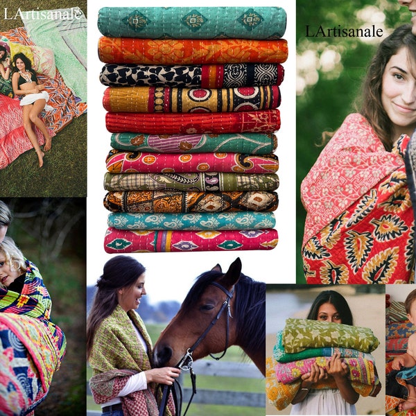 Buy wholesale Lot Vintage Kantha Quilt, Indian Sari Quilt Kantha Throw Blanket,Kantha Twin Bedspread Bedding, Boho Kantha Quilts