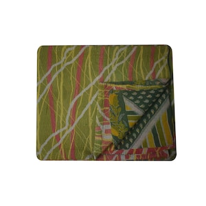 Vintage Kantha Quilt: Handcrafted Recycled Textile Bohemian Blanket