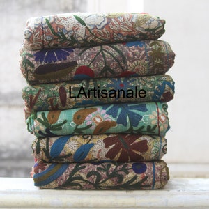 Wholesale lot Exclusive Suzani, Kantha Quilt, Rare Vintage hand block Suzani Wall Hanging, Handmade Tapestry, Cotton Embroidery Throw