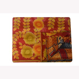 Vintage Kantha Quilt: Handcrafted Recycled Textile Bohemian Blanket