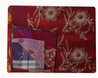 Edredón Kantha vintage, manta Kantha, edredón Sari Kantha hecho a mano, edredón Kantha bordado, edredón de algodón indio, manta vintage