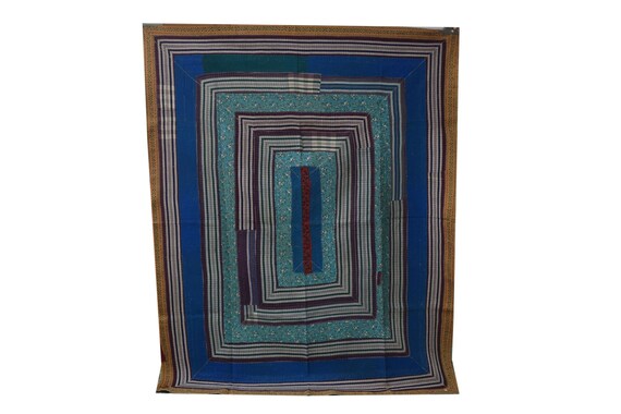 Trapunta Kantha reversibile vintage: copriletto matrimoniale in