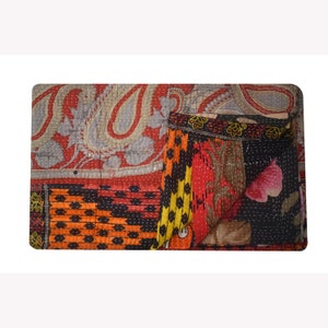 Vintage Kantha Quilt: Handcrafted Recycled Textile Bohemian Blanket
