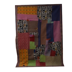Vintage Kantha Quilt: Handcrafted Recycled Textile Bohemian Blanket