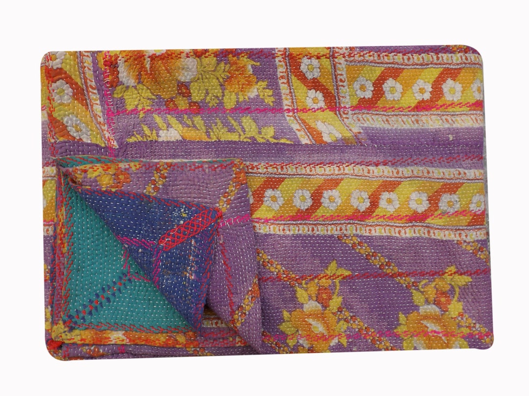 Twin Size Kantha Quilt Kantha Throw Vintage Kantha Quilt Etsy