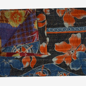 Vintage Kantha-quilt, Kantha-deken, handgemaakte Sari Kantha-quiltworp, geborduurde Kantha-quilt, Indiase katoenen quilt, vintage worp