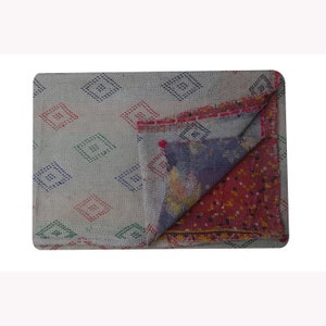 Bohemian Kantha Quilt: Vintage Indian Handmade Cotton Throw