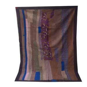 Experience the Beauty of Bohemian Style with Handmade Vintage Indian Kantha Quilt: Reversible Cotton Sari Bedspread and Hand-Stitched Throw
