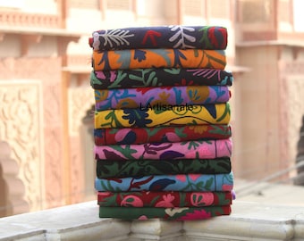 Embroidered Suzani Bedspread: Colorful Uzbek Cotton Wall Hanging
