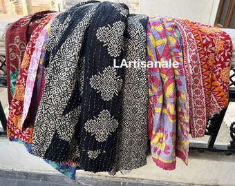 インドのヴィンテージカンタキルトハンドメイドスローリバーシブル