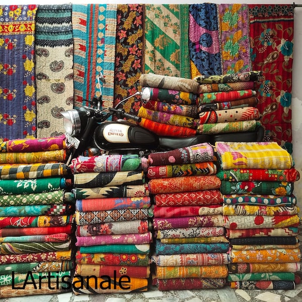 Wholesale Lot Of Indian Vintage Kantha Quilt Handmade Throw Reversible Blanket Bedspread Cotton Fabric BOHEMIAN quilt