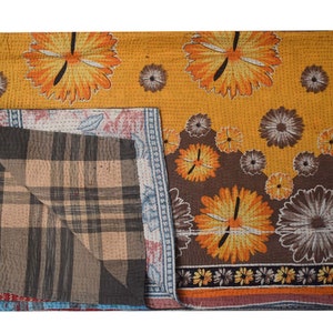 Hand Stitched Embroidery vintage Cotton Floral kantha Quilt handmade bohemian bedding Throw blanket bedspread decor Sofa Cover Twin size