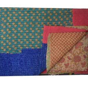 Boho vintage kantha-quilt, Indiase vintage kantha-quilt, vintage handgemaakte quilt kantha-worp, Indiase quilt, unieke deken