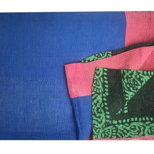 Vintage Kantha Quilt: Handcrafted Recycled Textile Bohemian Blanket
