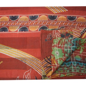 Unieke Indiase vintage kantha-quilt, vintage kantha sari-deken gerecycleerde spreien sprei kantha-quilt, kantha-beddengoed