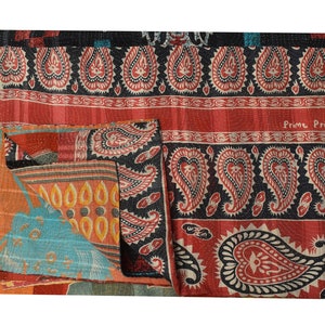 Bohemian Vintage Indian Kantha Quilt Handmade Kantha Blanket Reversible Kantha Throw Cotton Sari Kantha Bedspread Hand Stitched Kantha Throw