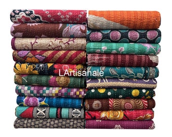 Lote al por mayor Vintage Kantha Quilt, Sari Coverlet, Sundance Kantha Throw Recycle Fabric