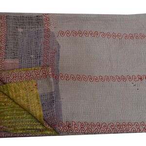 Reversible Vintage Kantha Quilt: Handmade Cotton Blanket (56x80 inches)