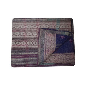 Vintage Kantha Quilt: Handcrafted Recycled Textile Bohemian Blanket