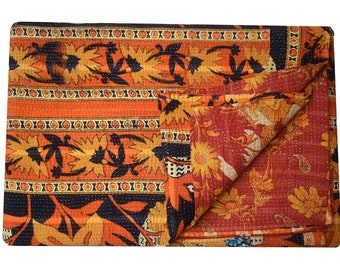 Manta de colcha Kantha vintage india hecha a mano artesanalmente: agregue calidez y un rico aspecto de patrimonio cultural a esta obra maestra textil única