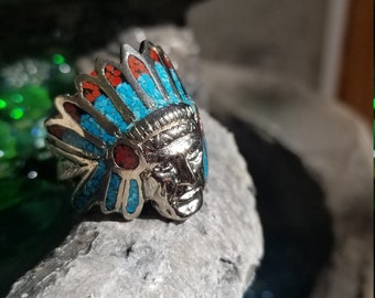 Indian Chief Head Ring