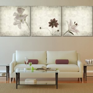 3 Panel Split Botanical canvas Modern flower art set, Vintage Botanical Art, exotic flower Art, Flower Shop Gift, CANVAS Print Ready to Hang