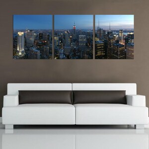 3 Panel Split - New York skyline Panoramic Canvas Print, NYC cityscape Canvas Art for Wall Decor Interior Design, Canvas Split Ready to Hang
