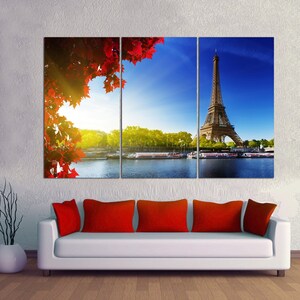 Eiffel Tower Canvas Print, 3 Panel Split, Paris France Wall Art, Eiffel Tower Wall Art, Stunning Eiffel Tower Wall Art CANVAS Read to Hang.