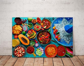 CANVAS Art Ready to Hang, Mexican Food Mix Art, Canvas Art Wall Decor, Mexican Food wall art, kitchen art, food canvas, kitchen wall art,