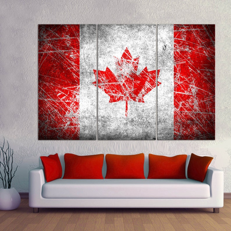 3 Panel Split Canada Flag Canvas Print 1.5 deep frames Etsy