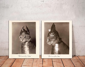 Vintage Cat Poster: Viking Helmet Brunhilde Print (1936) - Etsy