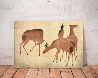 Art Nouveau Deer Canvas Print: Vintage Animal Wall Art, Ready to Hang