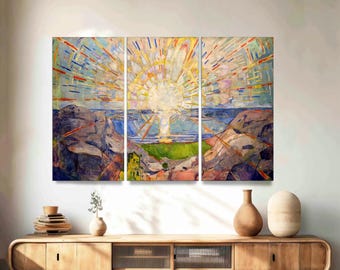 Edvard Munch 'The Sun' Canvas Print - 3-Panel Abstract Wall Art