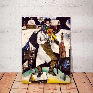 Marc Chagall Canvas Wall Art, Marc Chagall the Fiddler, Chagall Artwork, Expressionism Art, Home Office Art Decor Gift CANVAS Ready to Hang