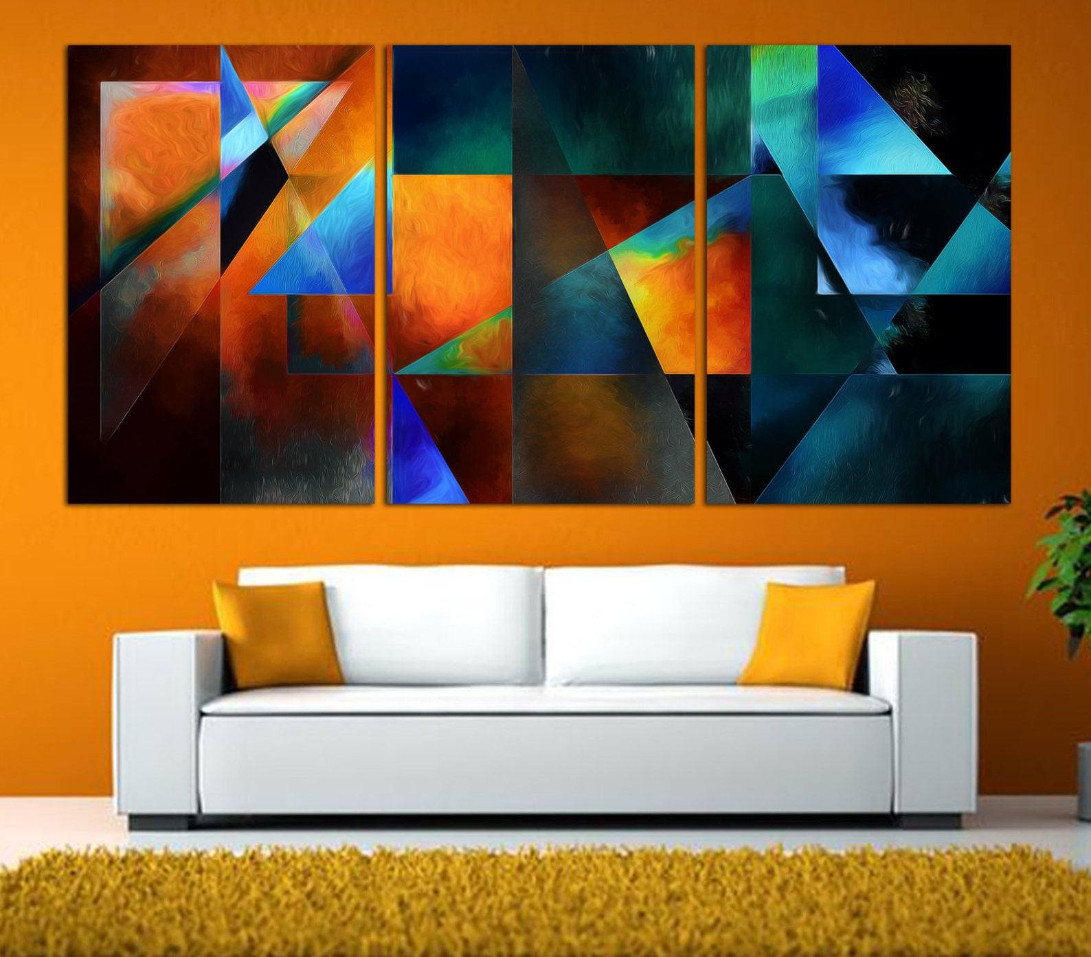 3 Panel Split Abstract Art Canvas Print. 1.5 deep Etsy