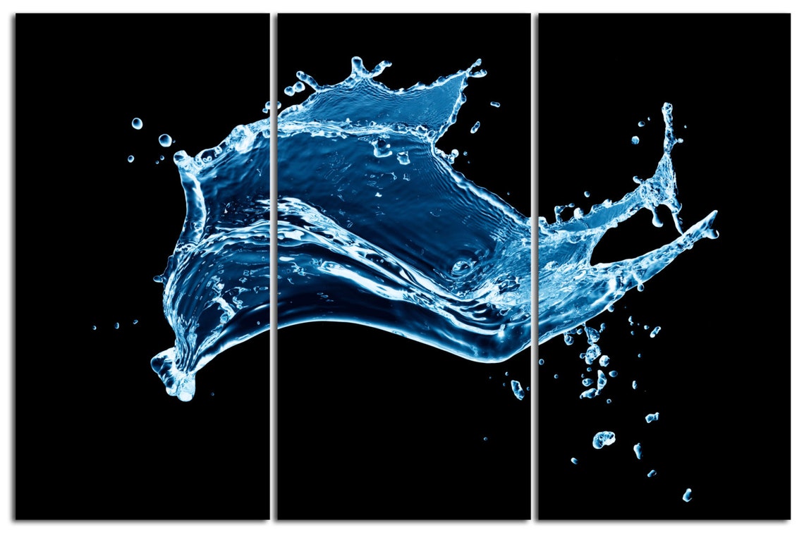 3 Panel canvas water splash Split Abstract canvas Print. Blue | Etsy