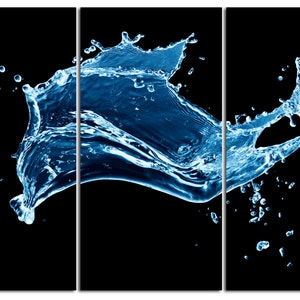 3 Panel Canvas Water Splash Split Abstract Canvas Print. Blue - Etsy