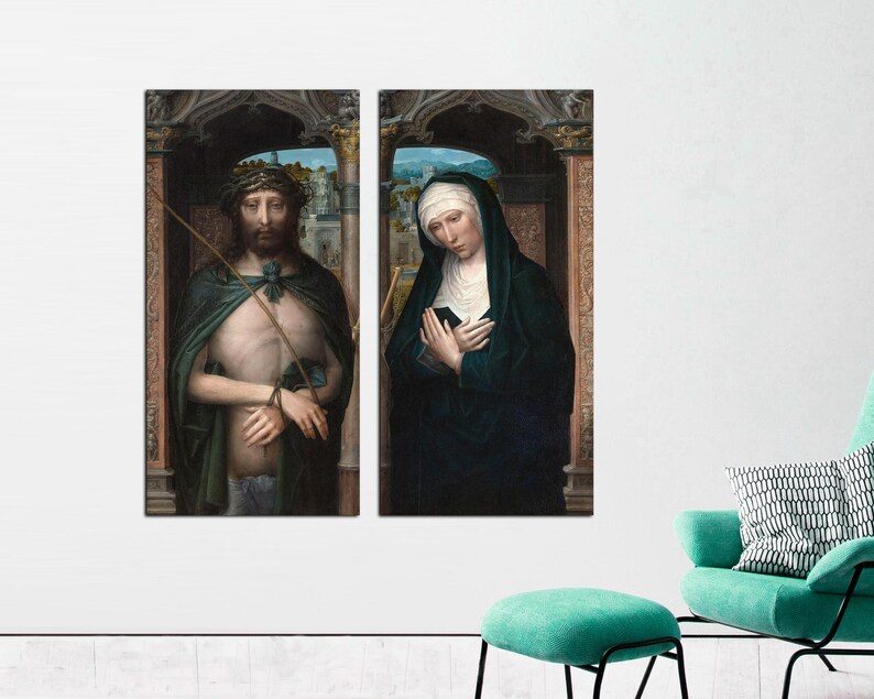 Jesus and Mary Canvas Print Set: Catholic Vintage Wall Art - Etsy