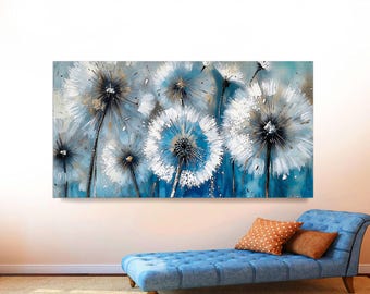 Abstract Dandelion Canvas Art: Modern Floral Giclée Print, Ready to Hang
