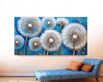 Abstract Dandelion Canvas Art: Giclée Floral Print, Ready to Hang