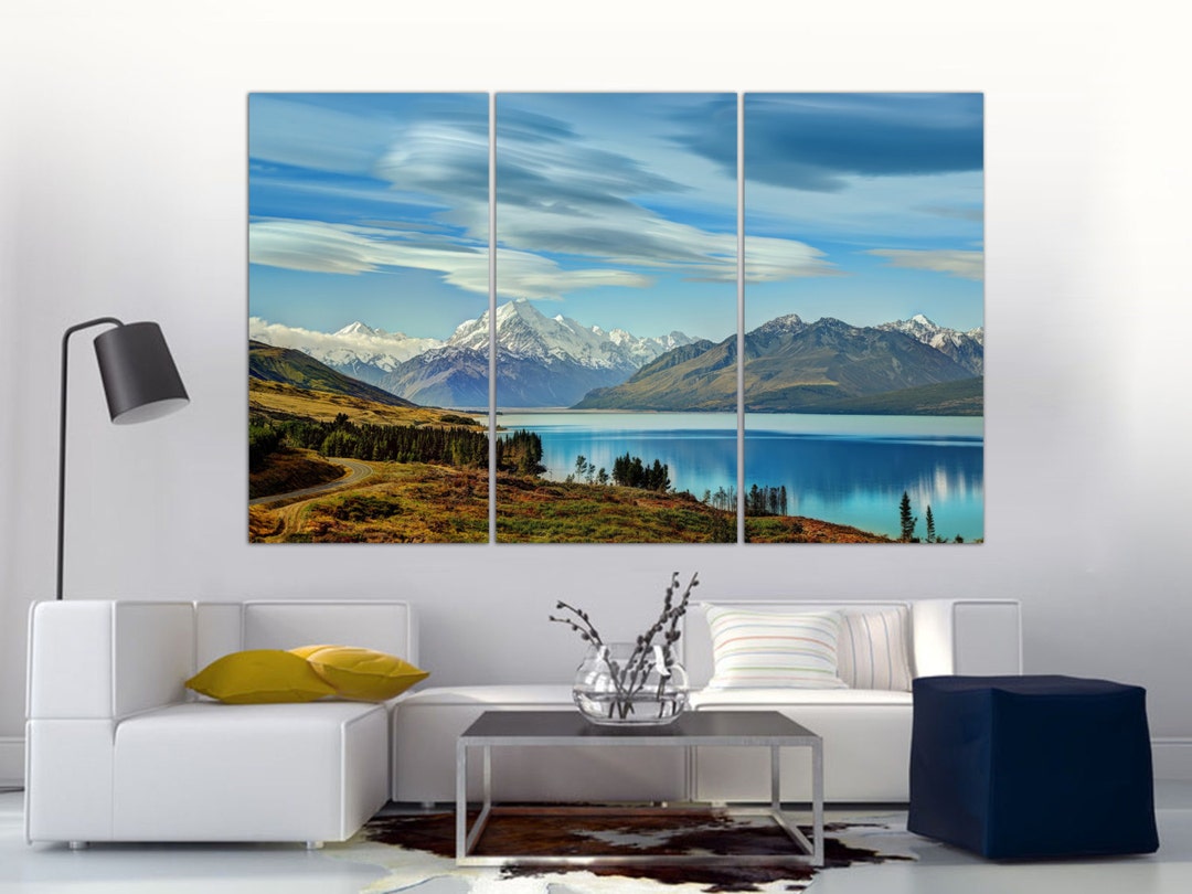 Mountain Lake Canvas Print: 3 Panel Gallery Wrap Wall Art - Etsy