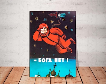 Yuri Gagarin Canvas Print: USSR Anti Religious Propaganda Art