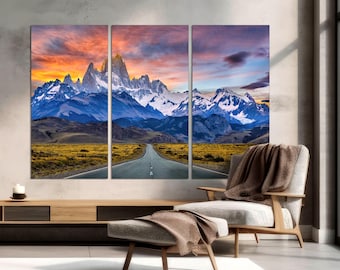 Mount Fitz Roy Canvas Print: 3-Panel Wall Art, Ready to Hang