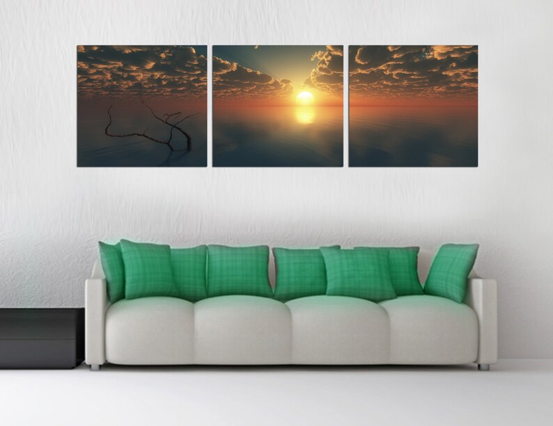 3 Panel Split Panoramic Sunset Canvas Print 1.5 Deep Etsy