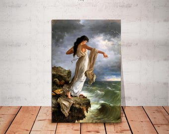 Death of Sappho Canvas Print, Greek Mythology Painting, Ready to Hang