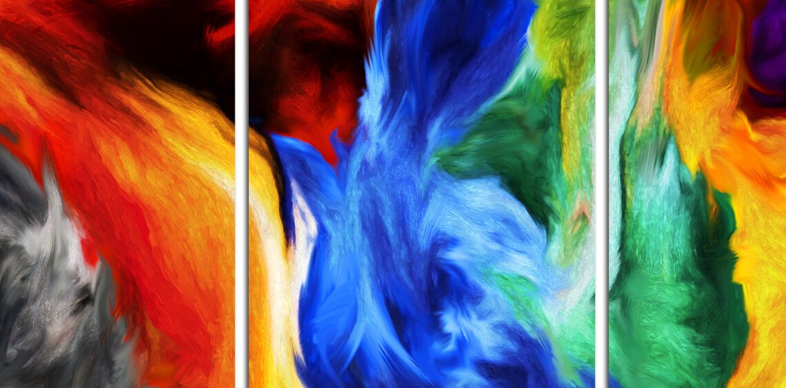 3 Panel Split Abstract Art Canvas Print. 1.5 deep Etsy