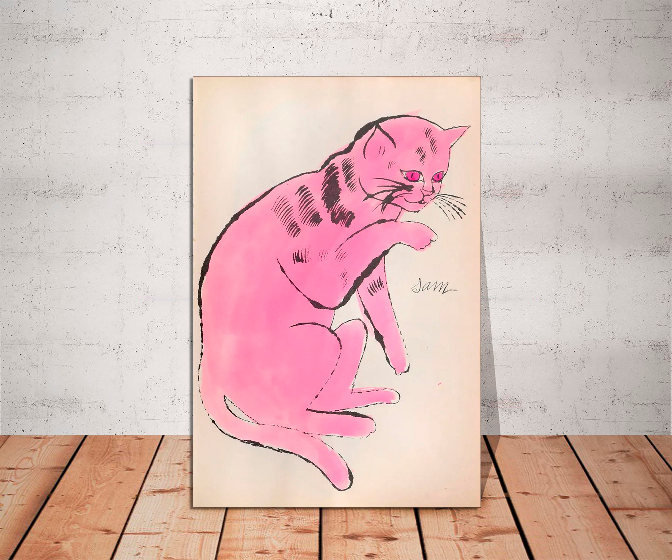Andy Warhol Cat Canvas Prints, Pop Art Cats Warhol Art Cat Sam Cats Name Sam Andy Warhol Painting prints Cat Print, CANVAS Art Ready to Hang