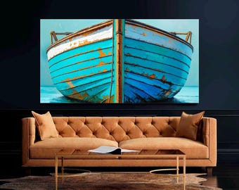 Wooden Ship Canvas Art: Nautical Lakehouse Decor, Coastal Nursery